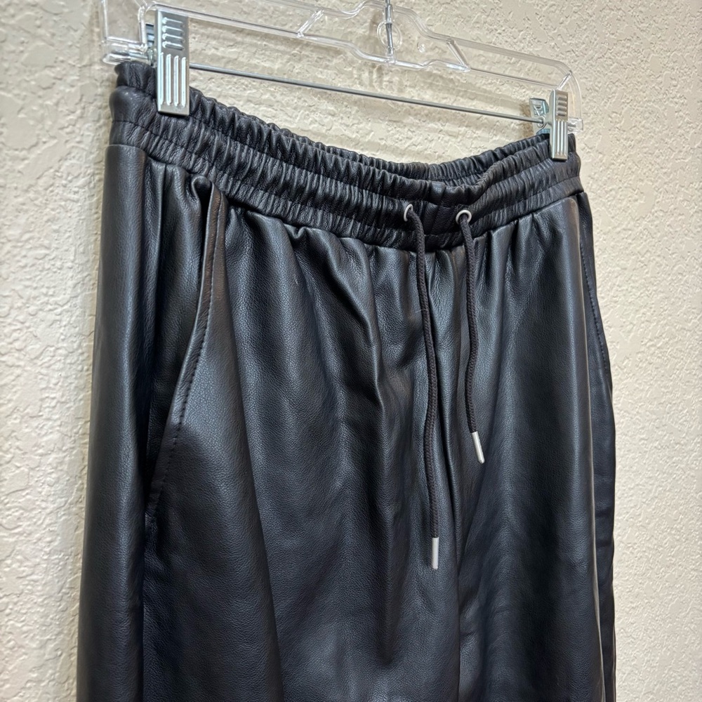 NEW Anthropologie | Avec Les Filles Black Faux Leather Drawstring Jogger Pants - Picture 7 of 15